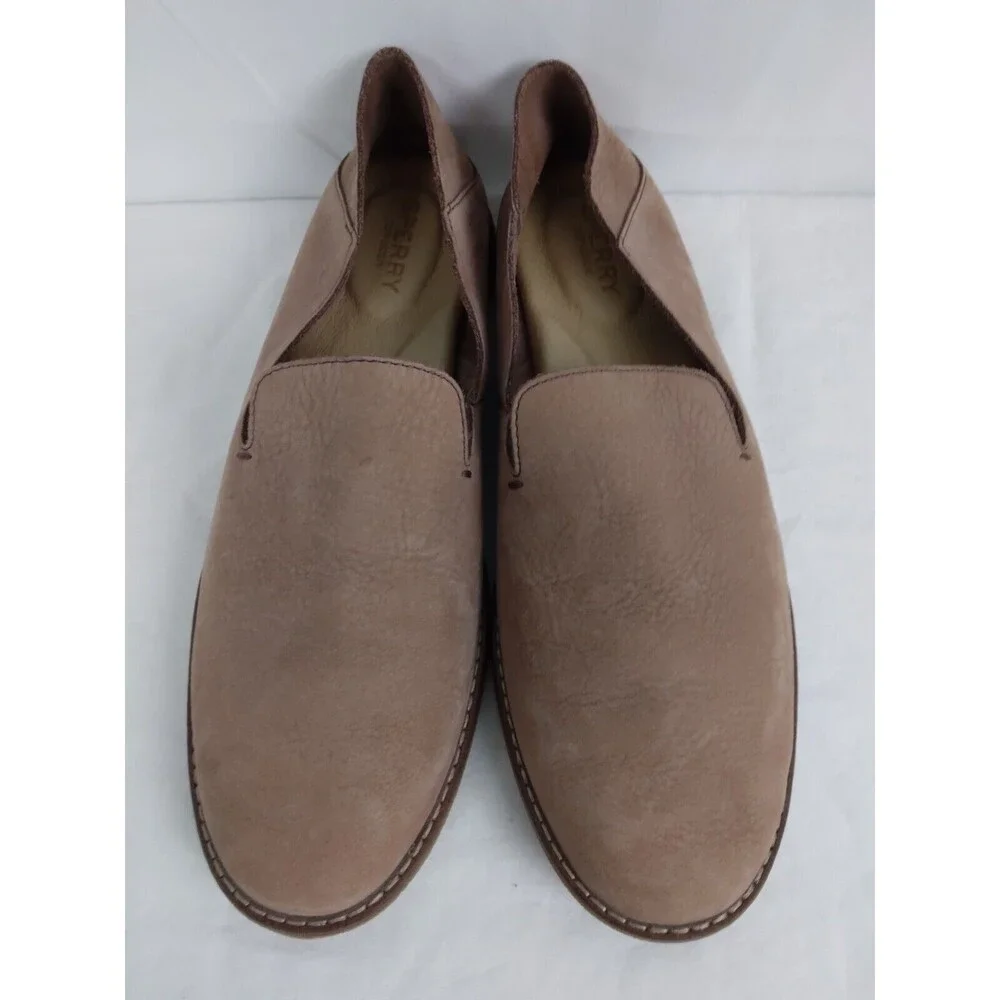 SPERRY Seaport Levy Brown Leather Memory-Foam Slip-On Loafers Womens Size 8.5